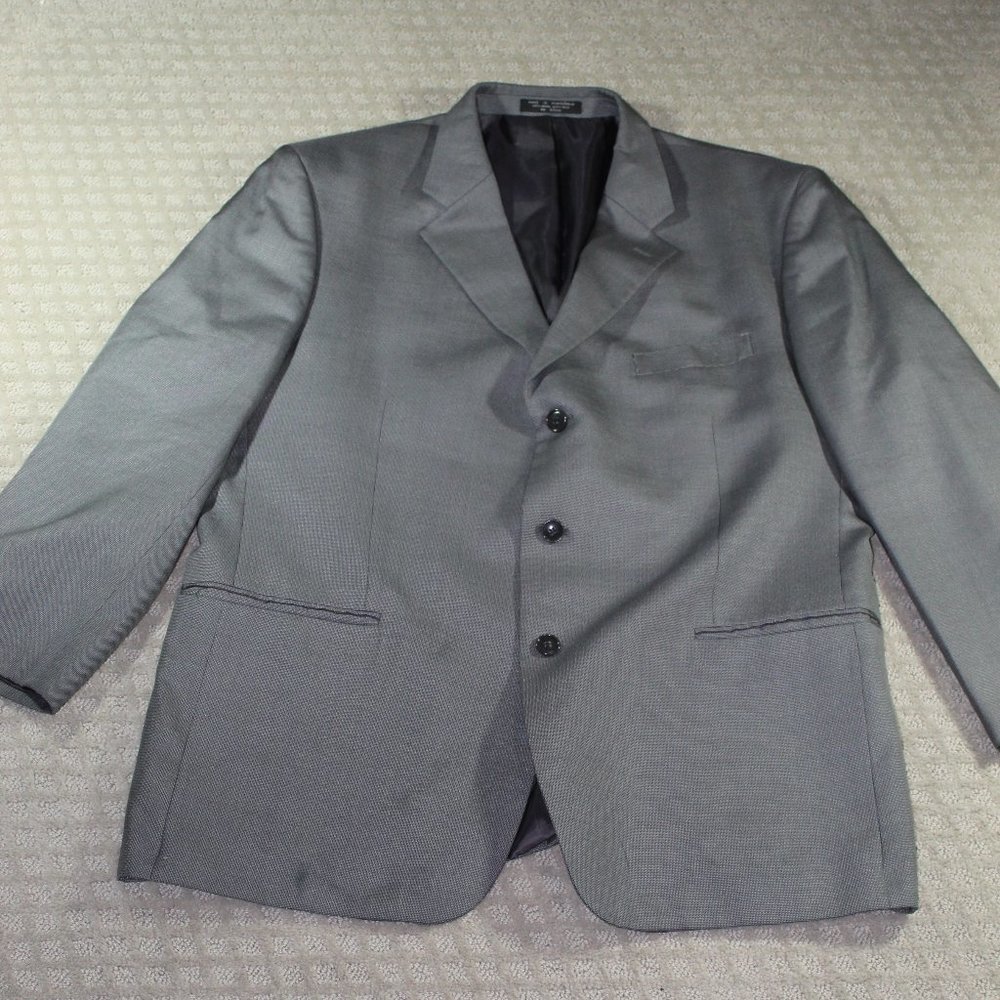 Jones New York Wool / Silk Blend Grey Patterned Jacket Sport Coat 46R